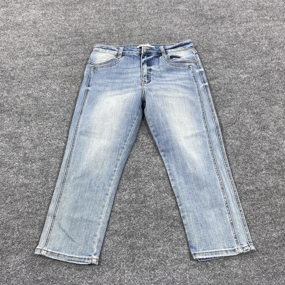 KanCan Jeans Womens 28 Blue Light Wash Cropped Relaxed Stretch Mid Rise Denim